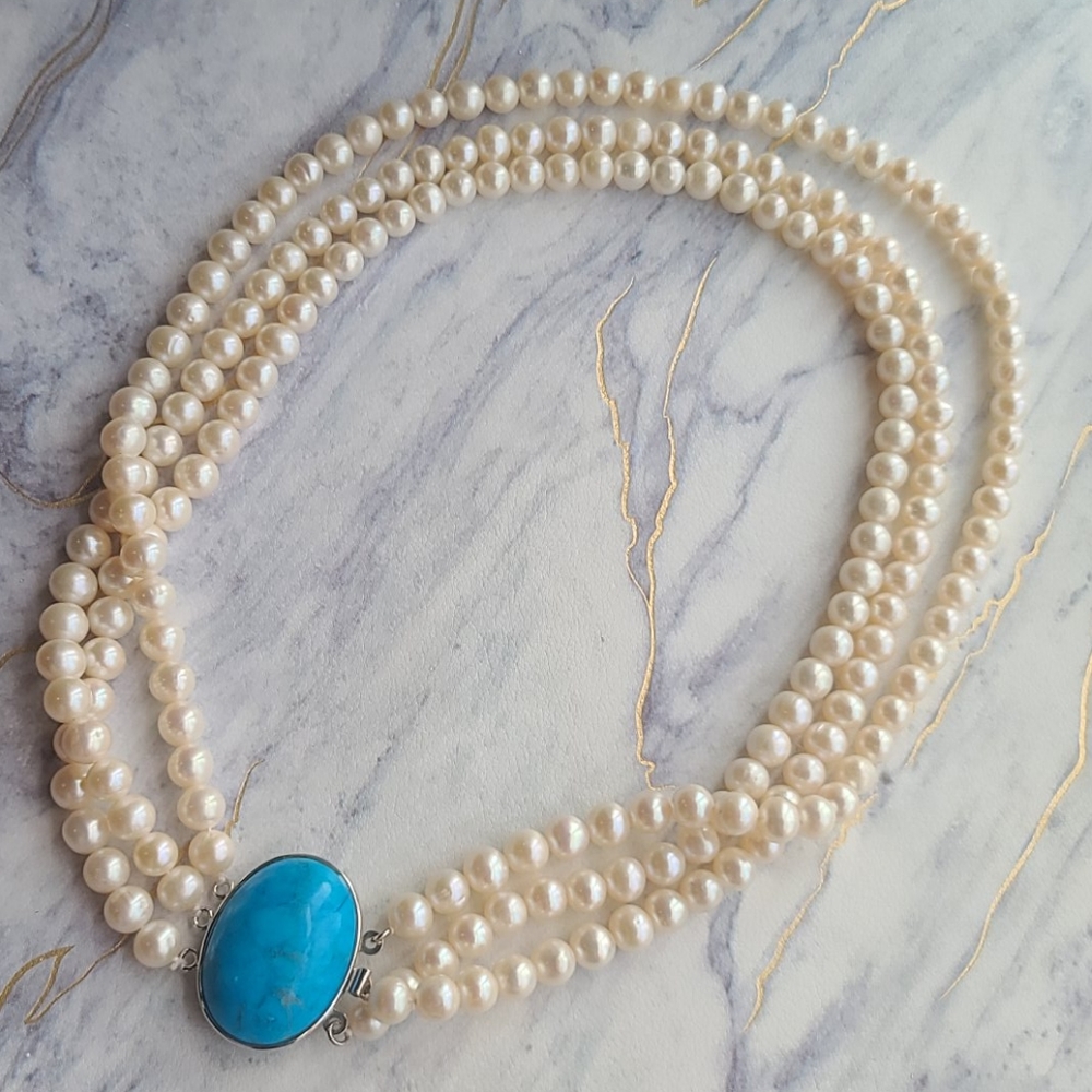 Turquoise and Pearl Necklace